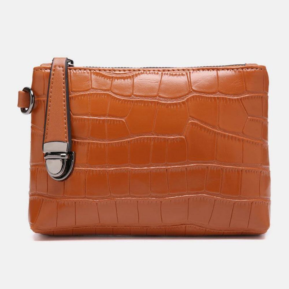 4 Stks Vintage Croc Reliëf Portemonnee Grote Capaciteit Clutch Handtas Schoudertas Crossbody Tas