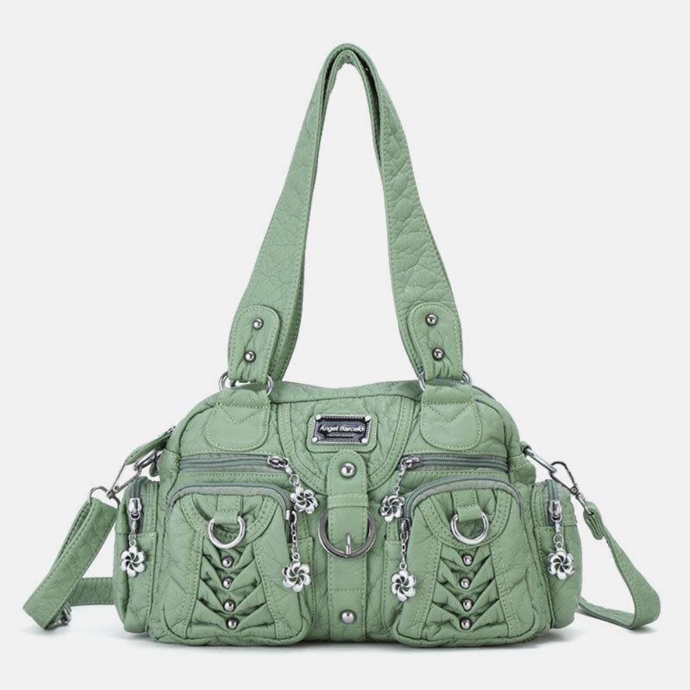 Angel Kiss Vrouwen Pu Leer Multi-Carry Effen Kleur Mode Toevallige Schoudertas Crossbody Tas Handtas