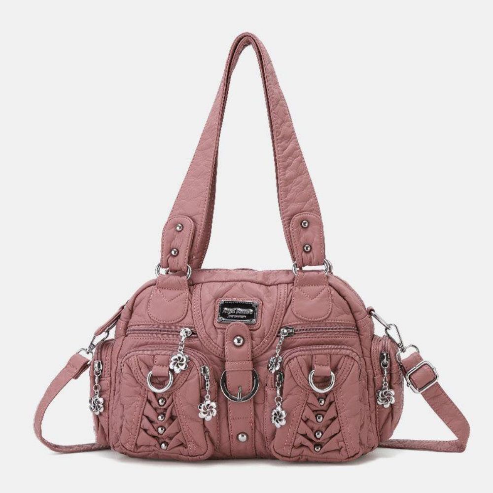 Angel Kiss Vrouwen Pu Leer Multi-Carry Effen Kleur Mode Toevallige Schoudertas Crossbody Tas Handtas