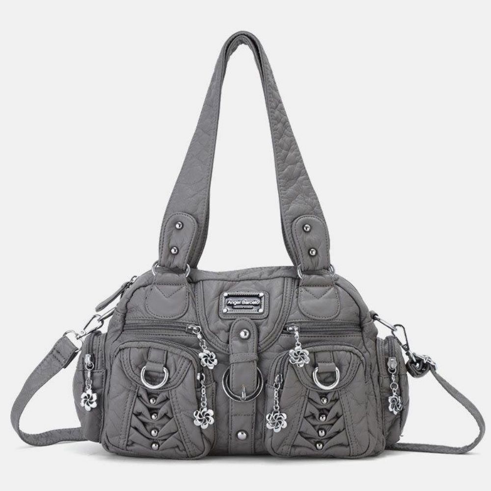 Angel Kiss Vrouwen Pu Leer Multi-Carry Effen Kleur Mode Toevallige Schoudertas Crossbody Tas Handtas