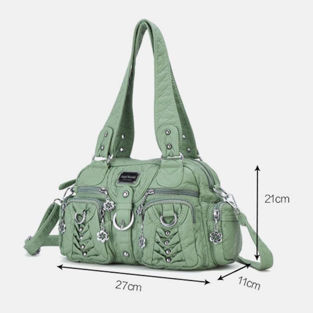 Angel Kiss Vrouwen Pu Leer Multi-Carry Effen Kleur Mode Toevallige Schoudertas Crossbody Tas Handtas