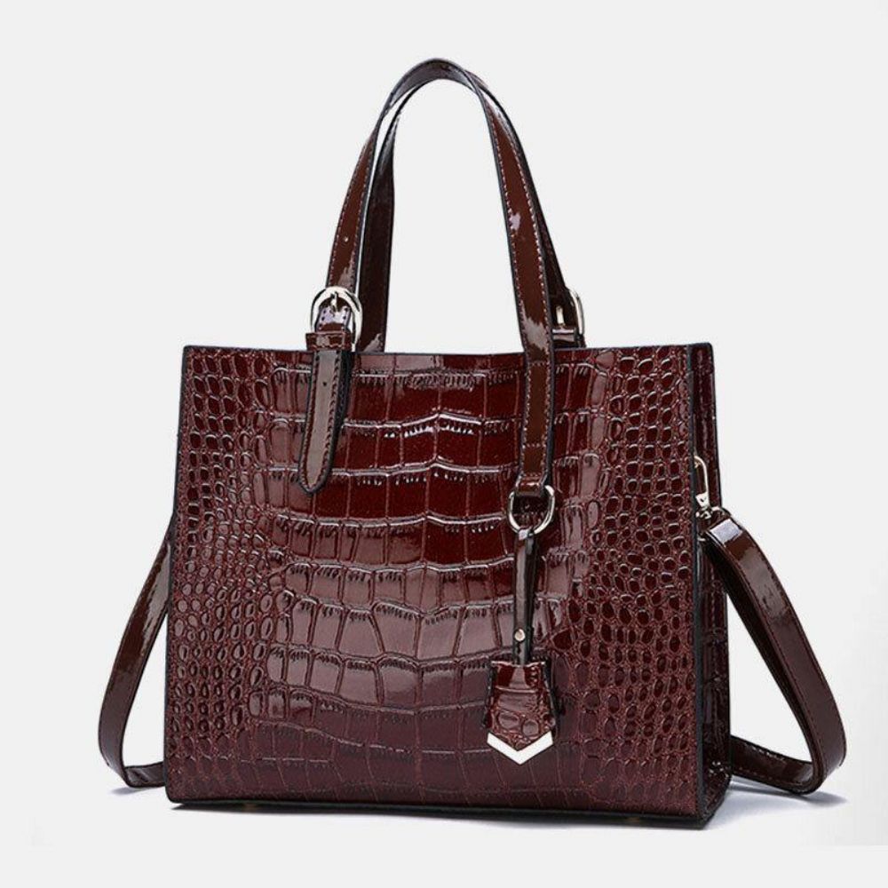 Dames 2Pcs Alligator Pu Multi-Pocket Handtas Met Grote Capaciteit Crossbody Tas Tote