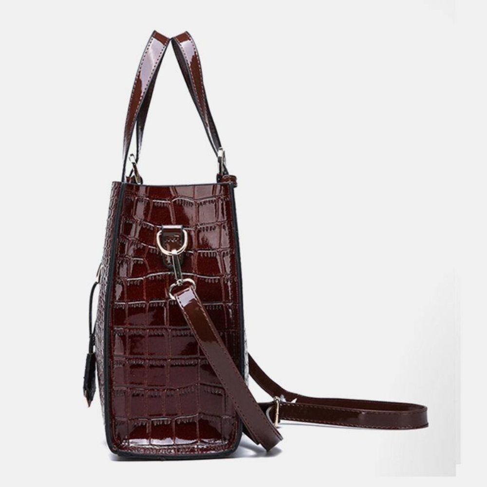 Dames 2Pcs Alligator Pu Multi-Pocket Handtas Met Grote Capaciteit Crossbody Tas Tote