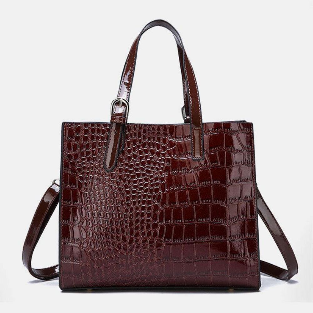 Dames 2Pcs Alligator Pu Multi-Pocket Handtas Met Grote Capaciteit Crossbody Tas Tote