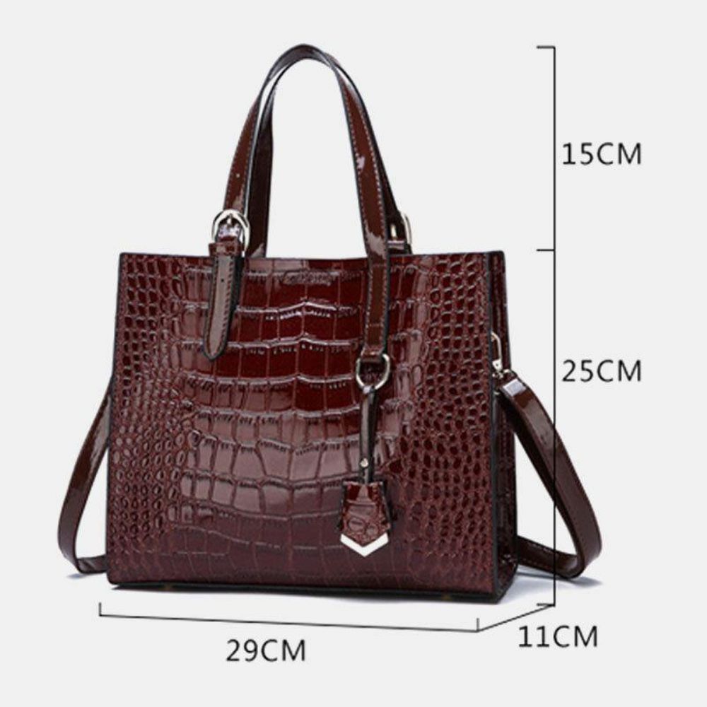 Dames 2Pcs Alligator Pu Multi-Pocket Handtas Met Grote Capaciteit Crossbody Tas Tote