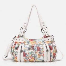 Dames Bloemen Waterdichte Veelkleurige Print Handtas Crossbody Tas Schoudertas