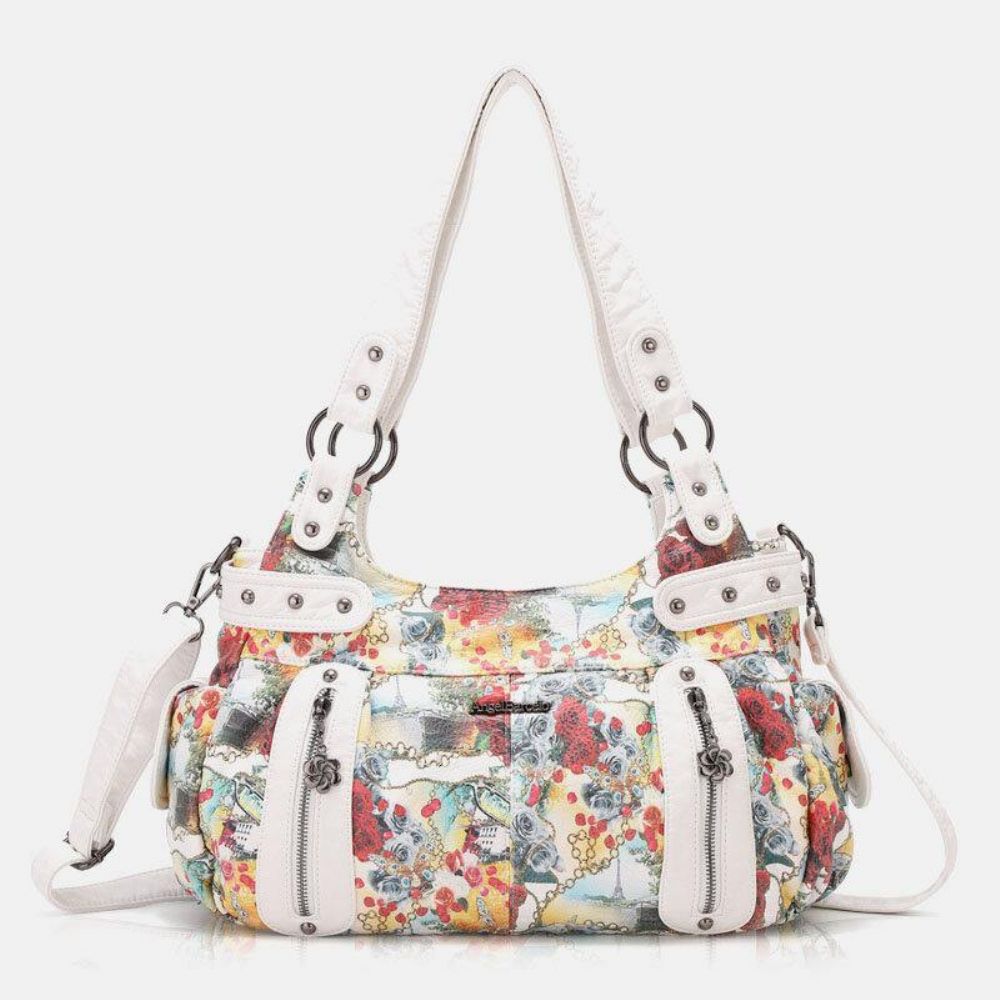 Dames Bloemen Waterdichte Veelkleurige Print Handtas Crossbody Tas Schoudertas