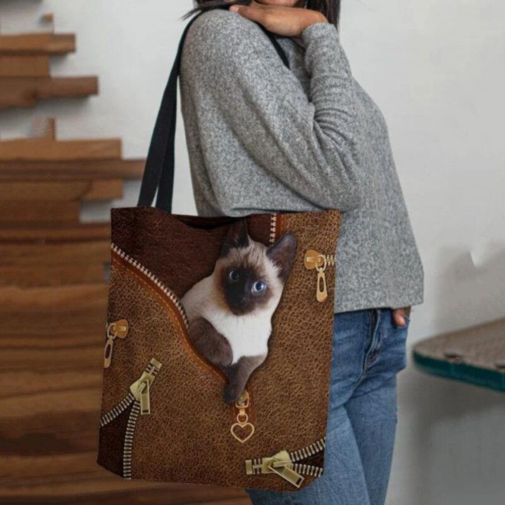 Dames Canvas Leuke 3D Driedimensionale Kattenpatroon Casual Schoudertas Handtas Tote