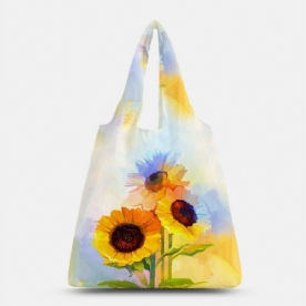 Dames Nylon Tie Dye Zonnebloem Patroon Print Zomertas Schoudertas Handtas Tote