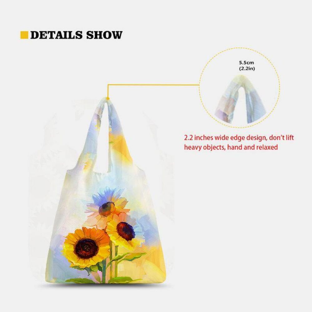 Dames Nylon Tie Dye Zonnebloem Patroon Print Zomertas Schoudertas Handtas Tote