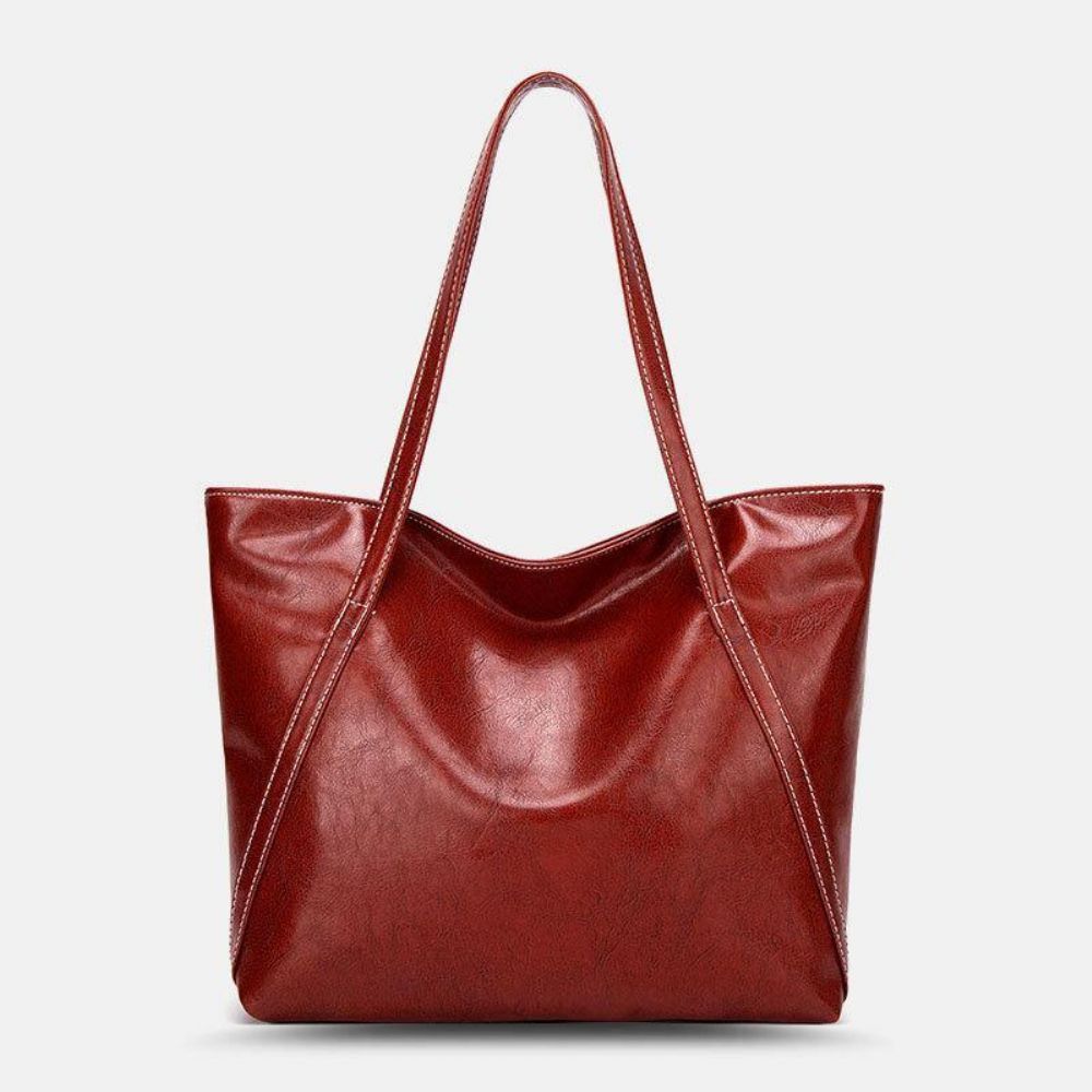 Dames Pu Lederen Lente Vintage Grote Capaciteit Schoudertas Handtas Tote