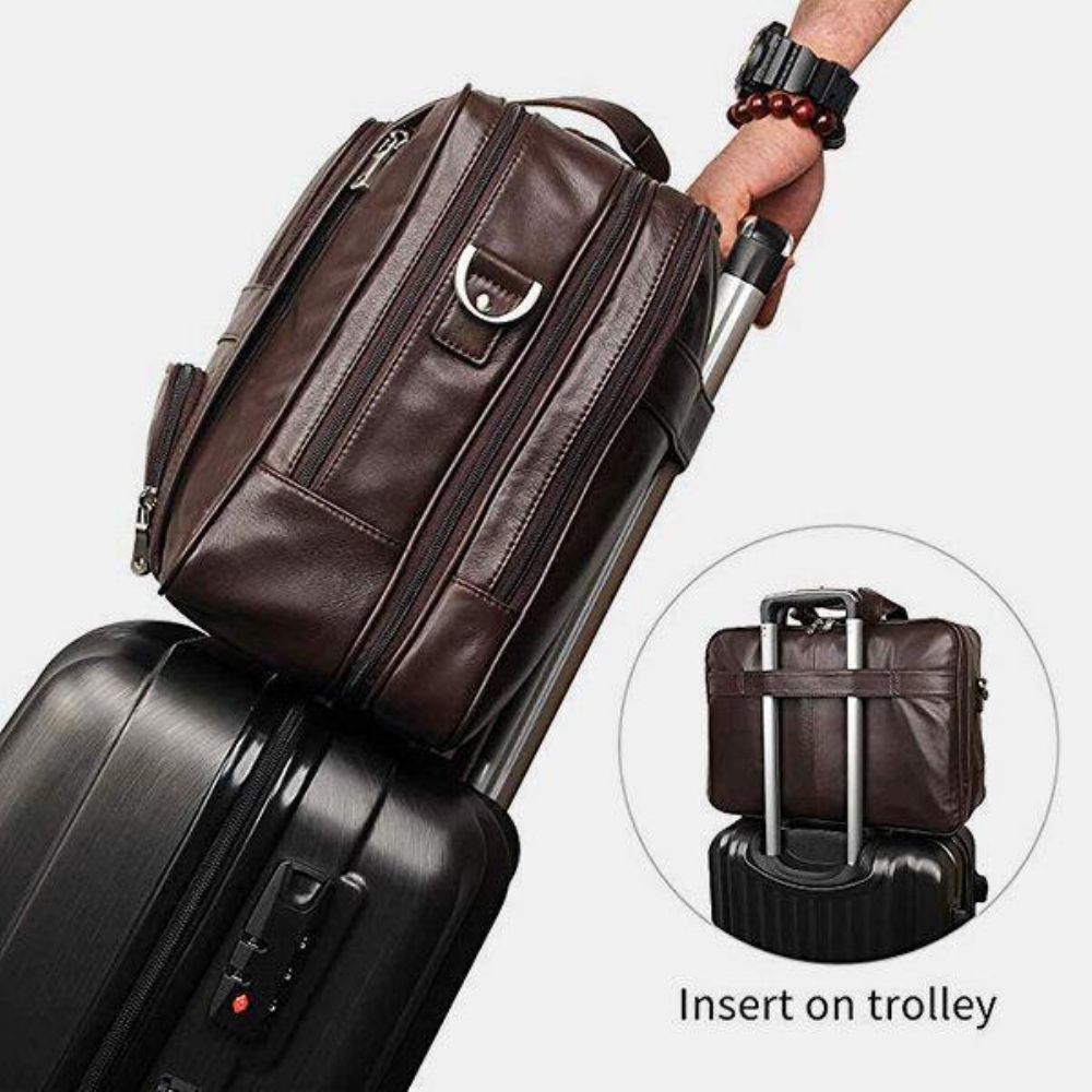 Heren Multifunctionele Multi-Pocket Waterdichte 15.6 Inch Laptoptas Aktetas Zakelijke Handtas Crossbody Tas