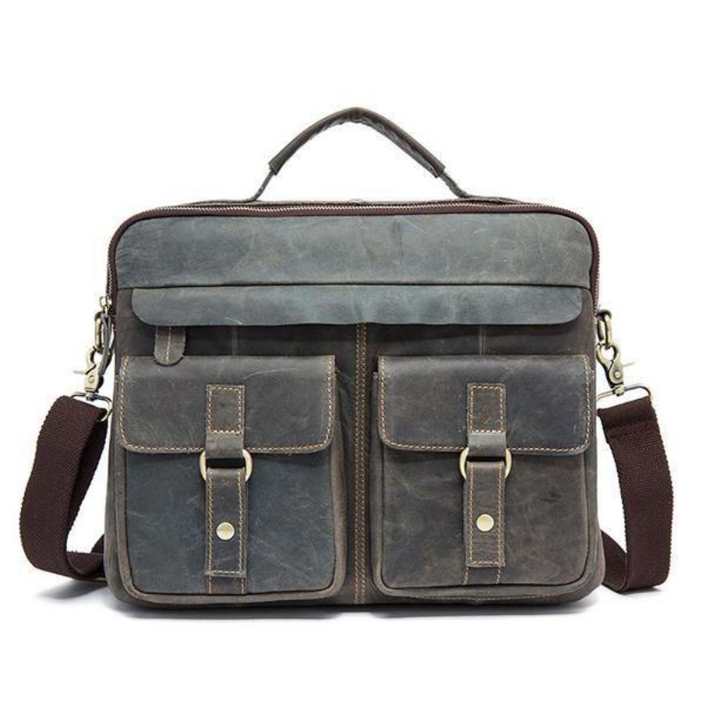 Lederen Sling Aktetas Vintage Handtas Dual Use Messenger Bag Mannen