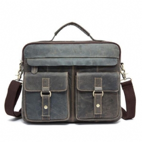 Lederen Sling Aktetas Vintage Handtas Dual Use Messenger Bag Mannen