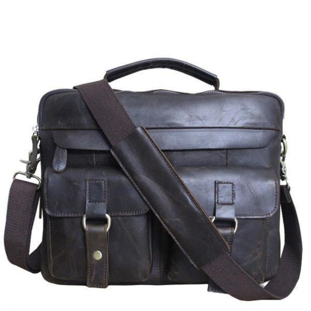 Lederen Sling Aktetas Vintage Handtas Dual Use Messenger Bag Mannen