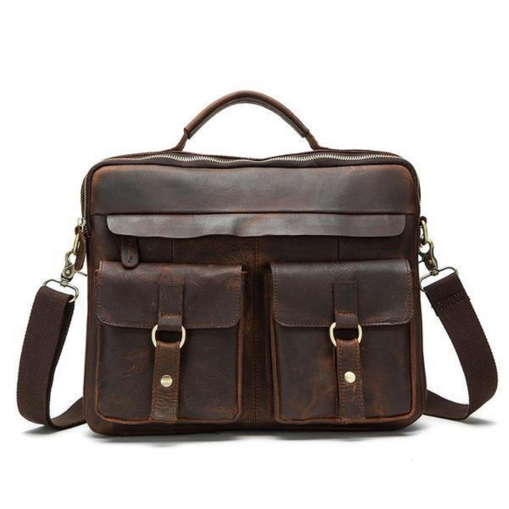 Lederen Sling Aktetas Vintage Handtas Dual Use Messenger Bag Mannen