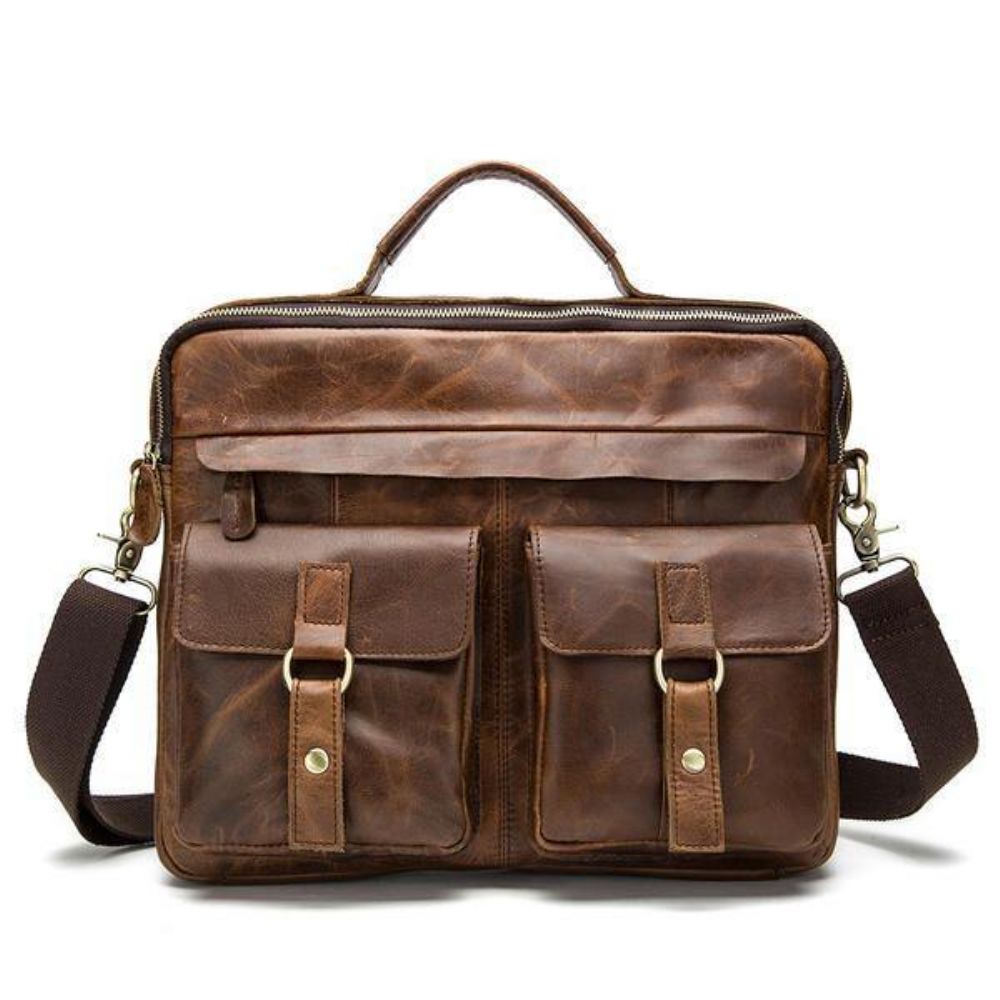 Lederen Sling Aktetas Vintage Handtas Dual Use Messenger Bag Mannen