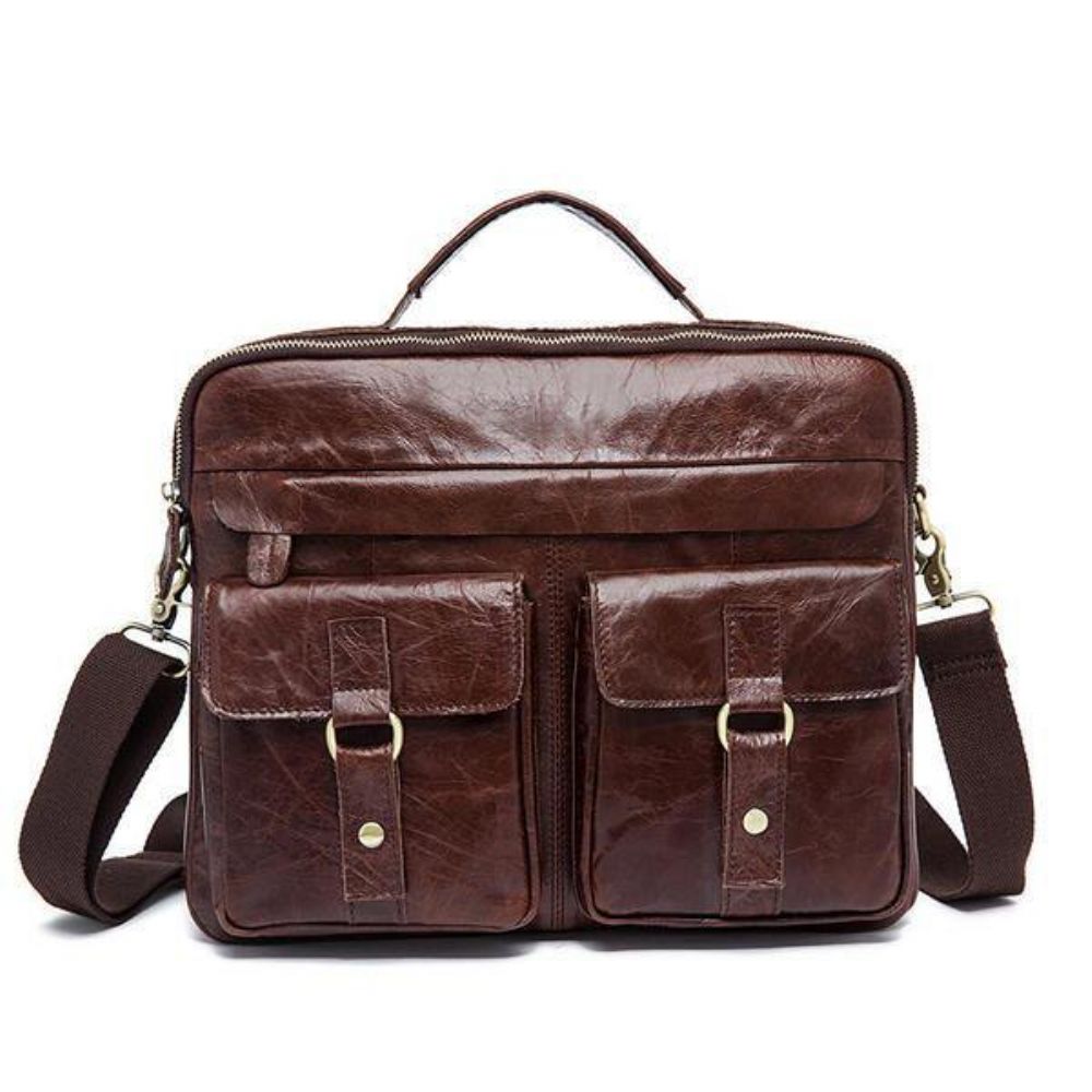 Lederen Sling Aktetas Vintage Handtas Dual Use Messenger Bag Mannen