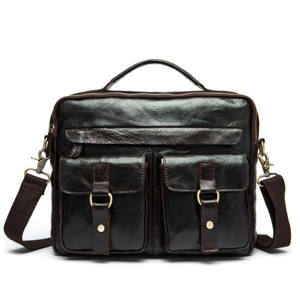 Lederen Sling Aktetas Vintage Handtas Dual Use Messenger Bag Mannen