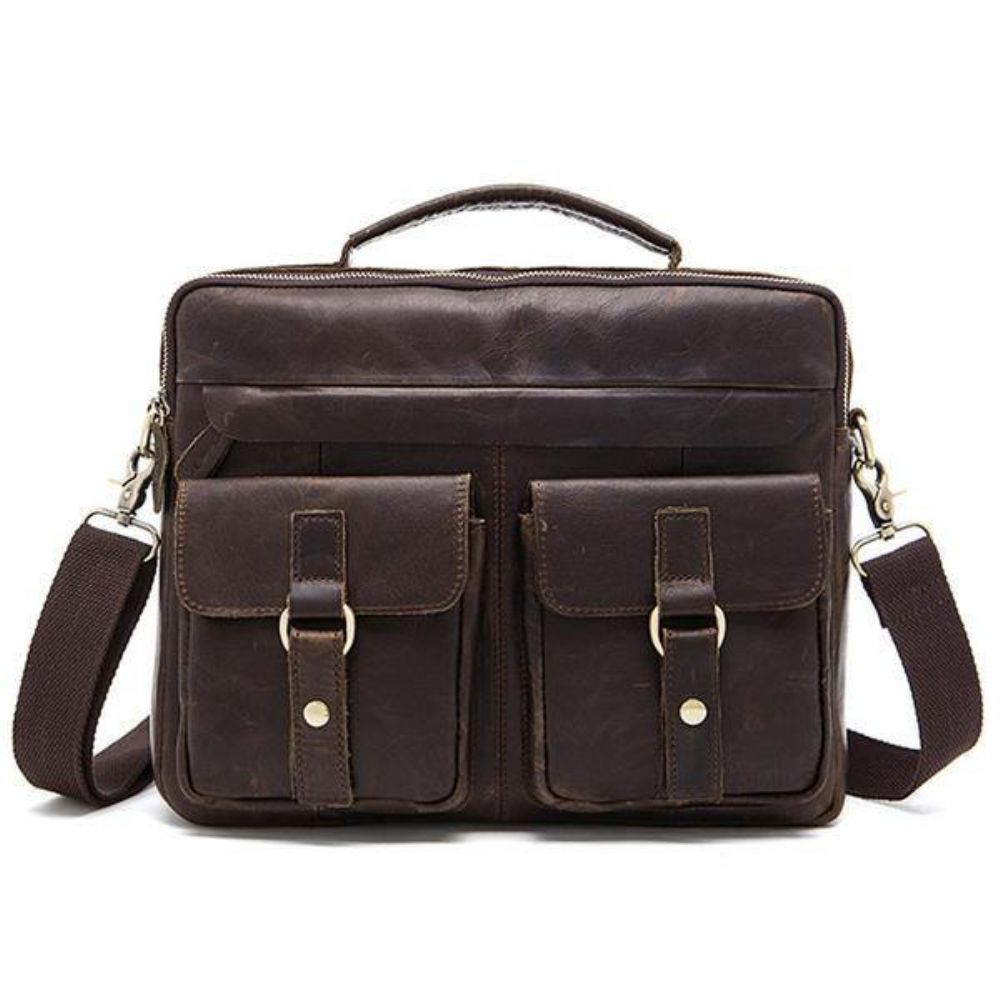 Lederen Sling Aktetas Vintage Handtas Dual Use Messenger Bag Mannen