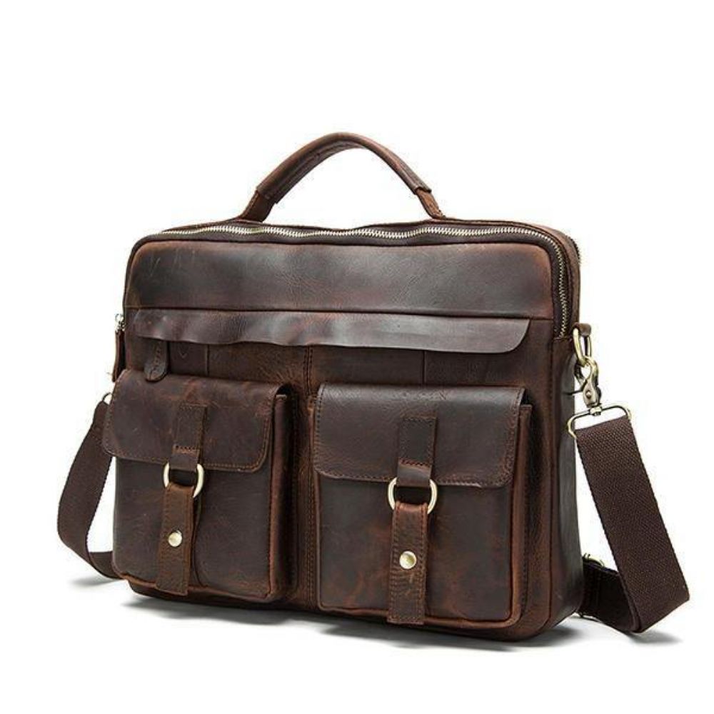 Lederen Sling Aktetas Vintage Handtas Dual Use Messenger Bag Mannen