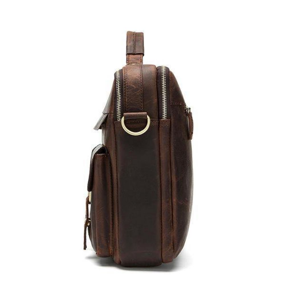 Lederen Sling Aktetas Vintage Handtas Dual Use Messenger Bag Mannen