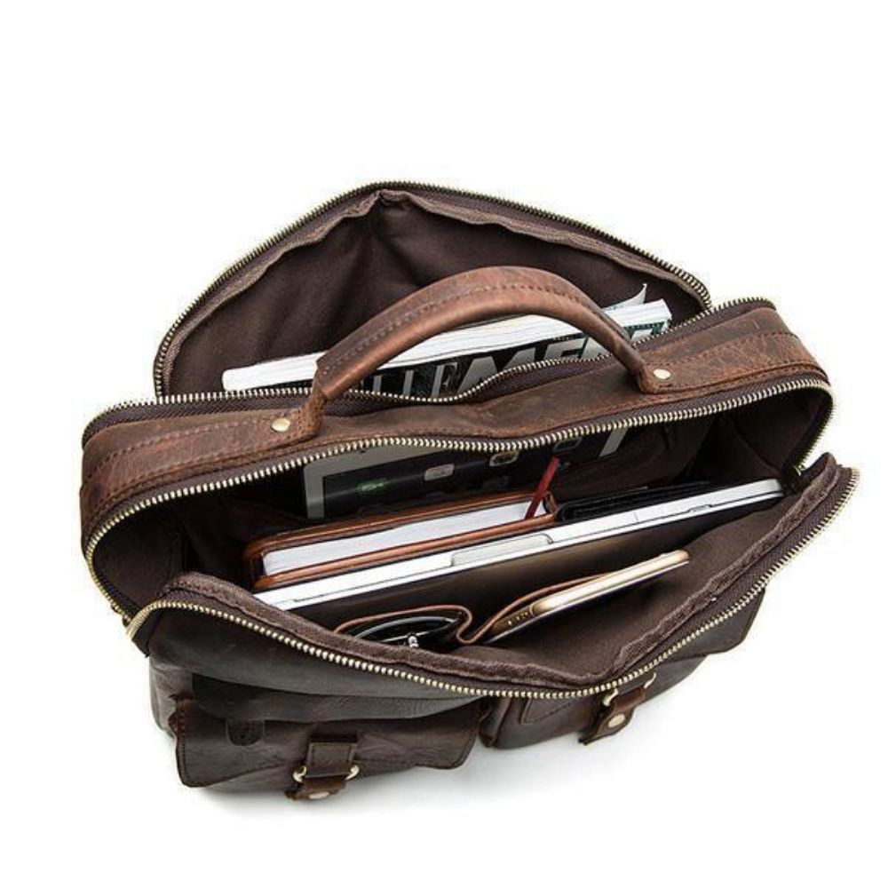 Lederen Sling Aktetas Vintage Handtas Dual Use Messenger Bag Mannen