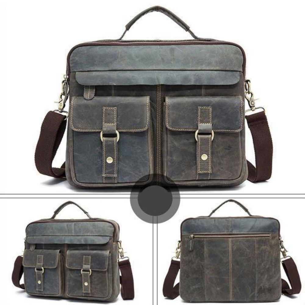 Lederen Sling Aktetas Vintage Handtas Dual Use Messenger Bag Mannen