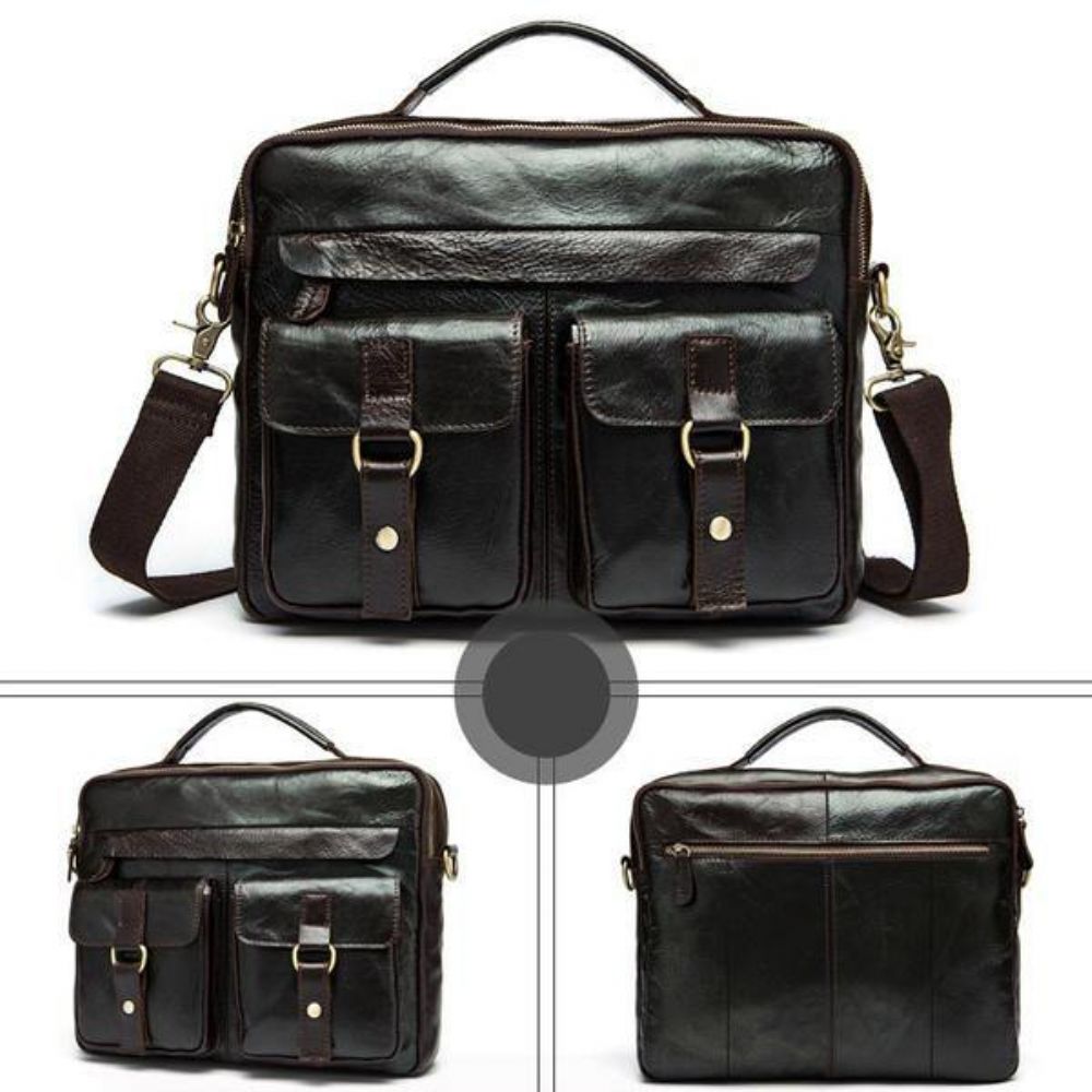 Lederen Sling Aktetas Vintage Handtas Dual Use Messenger Bag Mannen