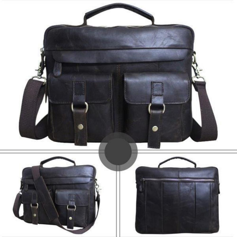 Lederen Sling Aktetas Vintage Handtas Dual Use Messenger Bag Mannen