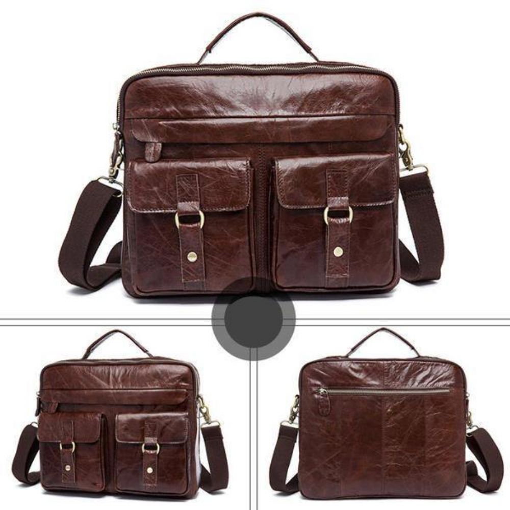 Lederen Sling Aktetas Vintage Handtas Dual Use Messenger Bag Mannen