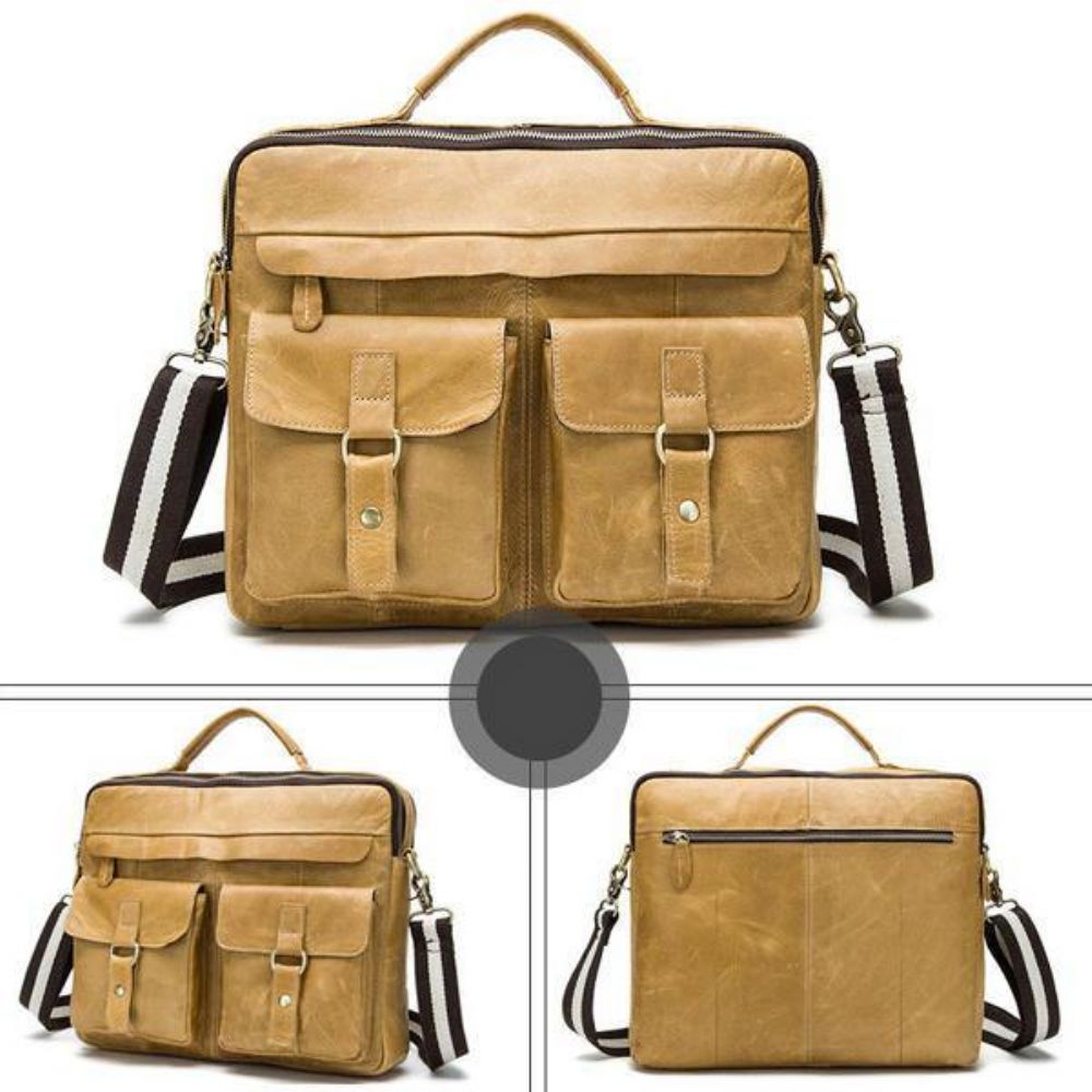 Lederen Sling Aktetas Vintage Handtas Dual Use Messenger Bag Mannen