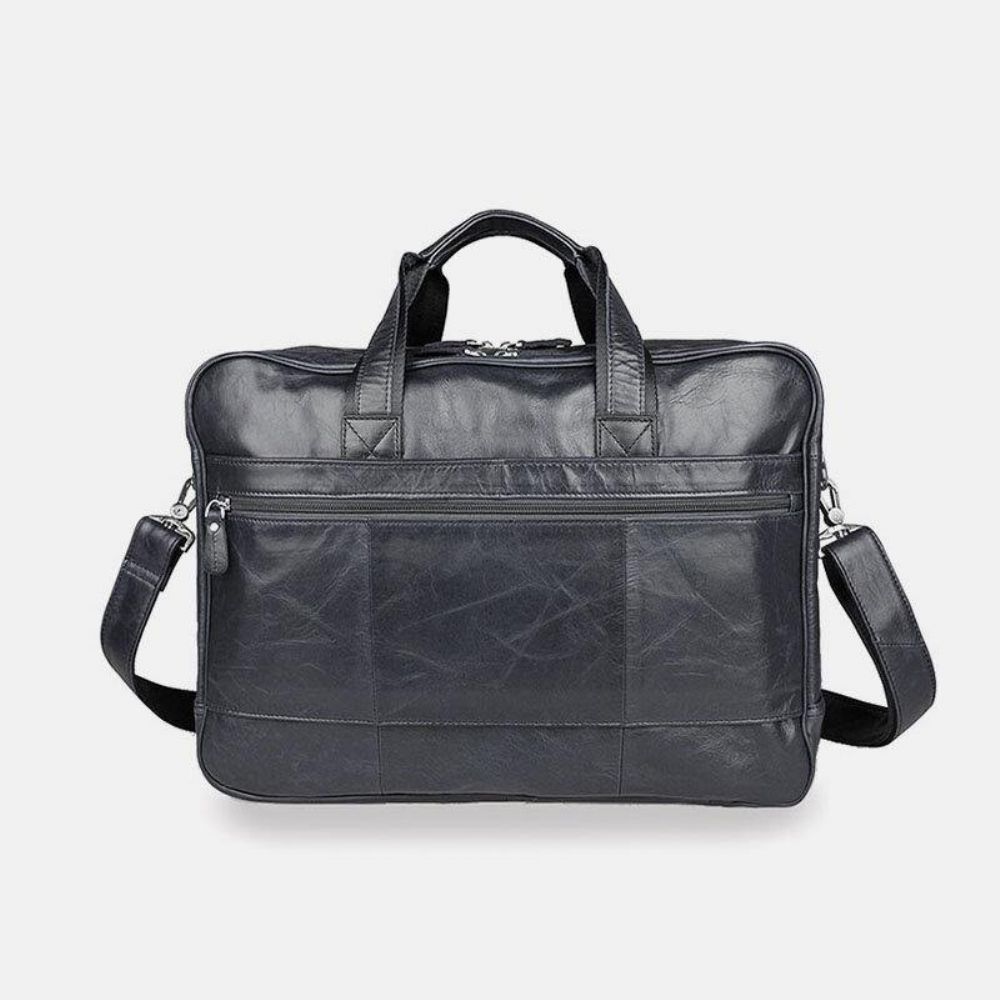 Mannen Kunstleer Multi-Pocket Multifunctionele Spatwaterdichte 15.6 Inch Laptoptassen Aktetassen Crossbody Tas Handtas