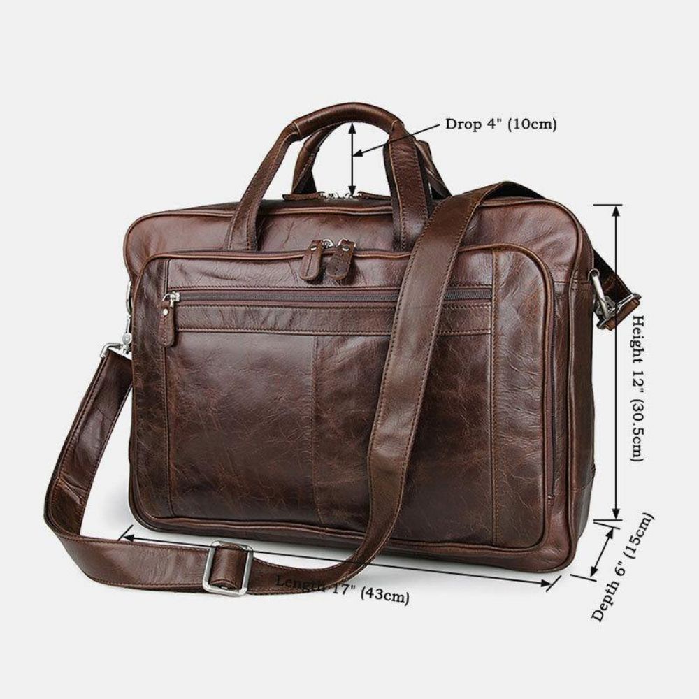 Mannen Kunstleer Multi-Pocket Multifunctionele Spatwaterdichte 15.6 Inch Laptoptassen Aktetassen Crossbody Tas Handtas