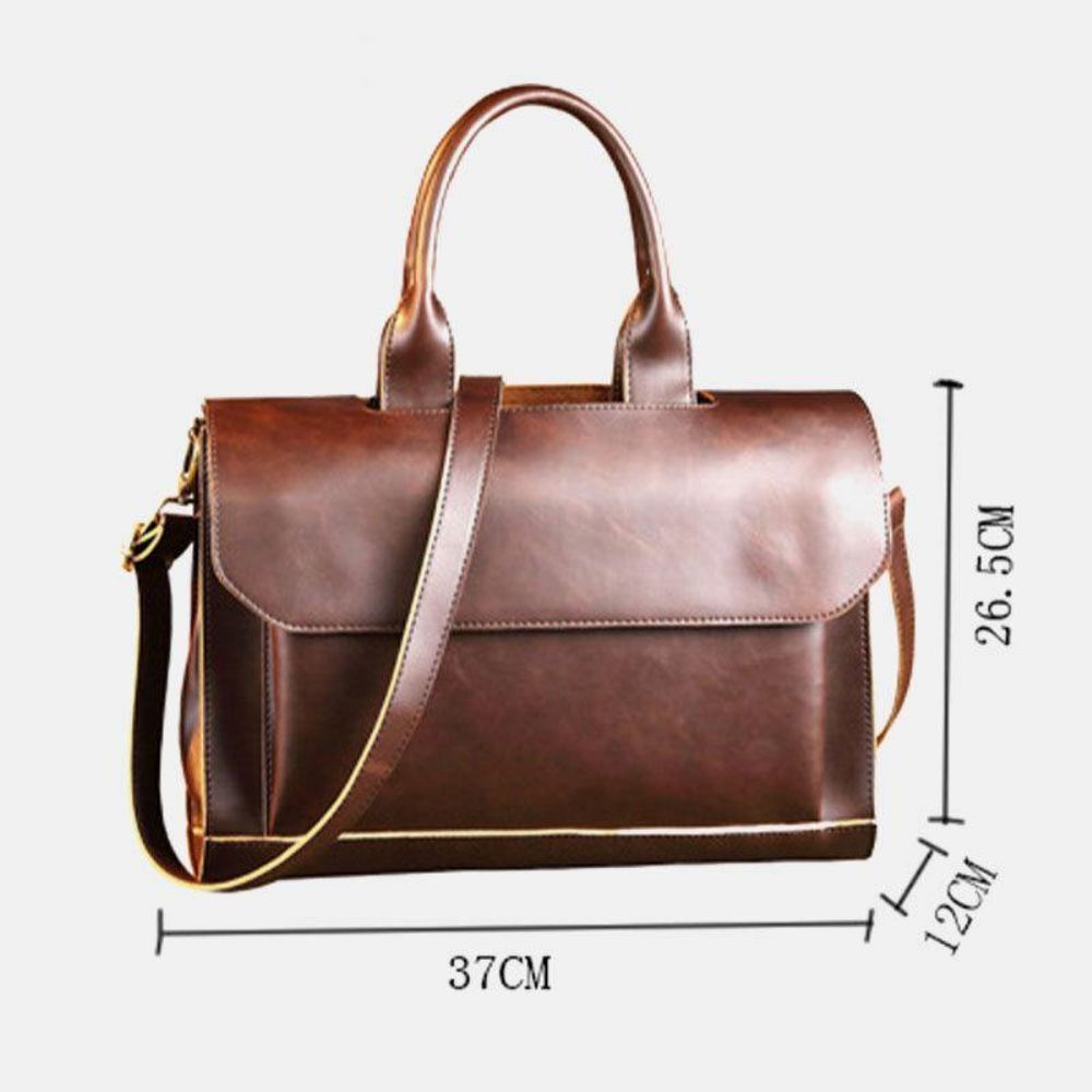 Mannen Kunstleer Retro 14 Inch Laptoptas Aktetassen Aktetassen Messenger Bag Crossbody Tas Handtas