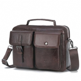 Mannen Lederen Casual Handtas Met Grote Capaciteit Crossbody Tas