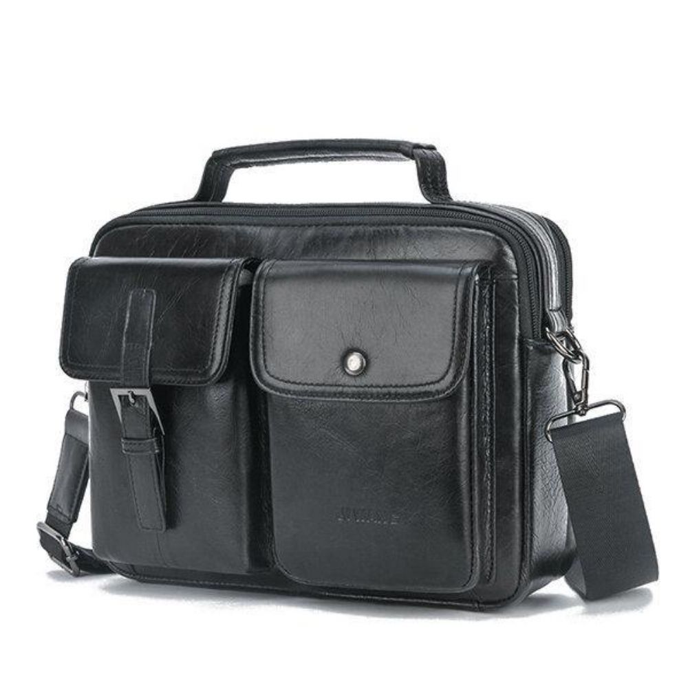 Mannen Lederen Casual Handtas Met Grote Capaciteit Crossbody Tas