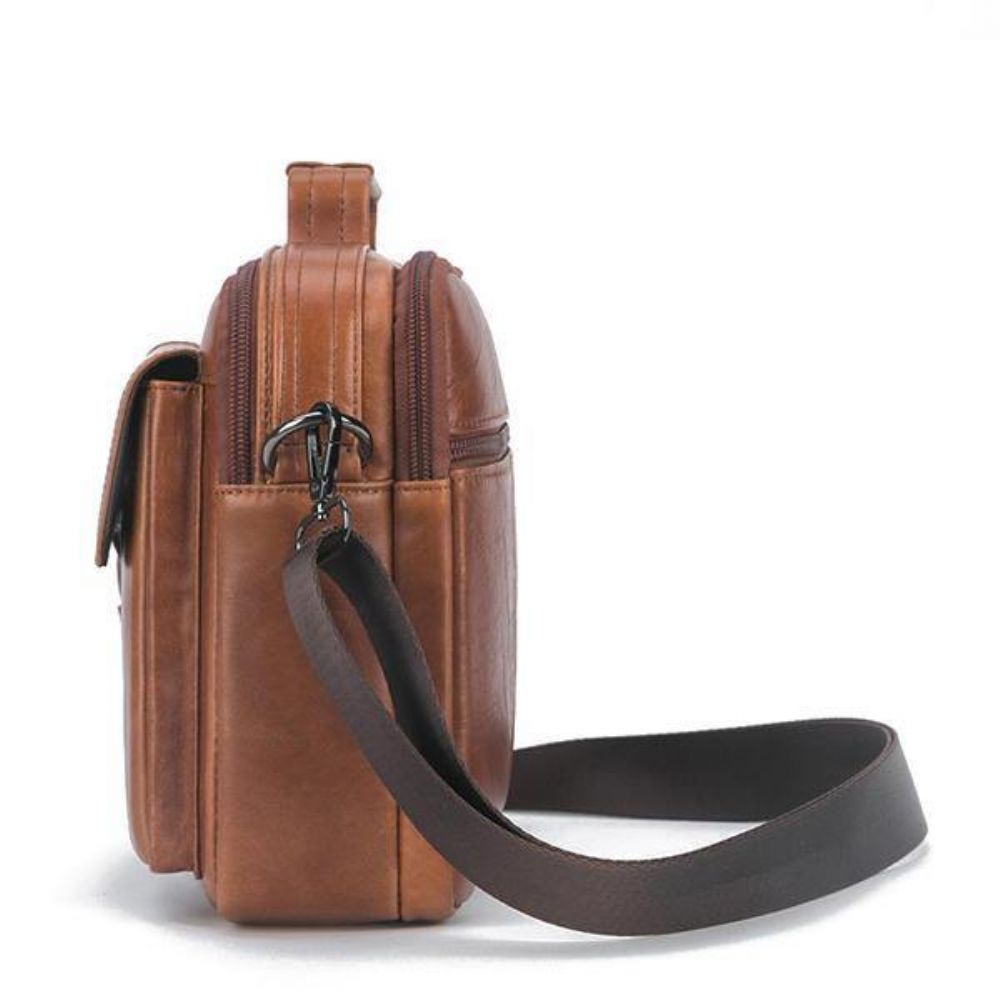 Mannen Lederen Casual Handtas Met Grote Capaciteit Crossbody Tas