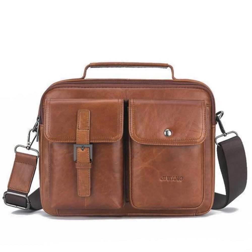 Mannen Lederen Casual Handtas Met Grote Capaciteit Crossbody Tas