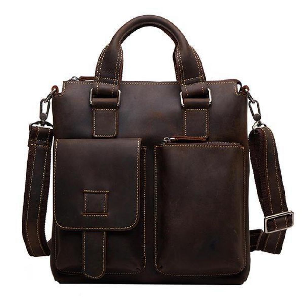 Mannen Lederen Retro Handtas Crossbody Tas Casual Zakelijke Schoudertas Aktetas