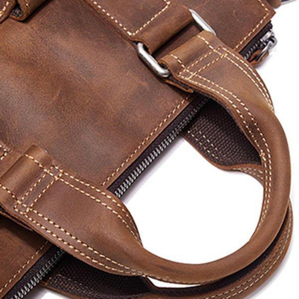 Mannen Lederen Retro Handtas Crossbody Tas Casual Zakelijke Schoudertas Aktetas