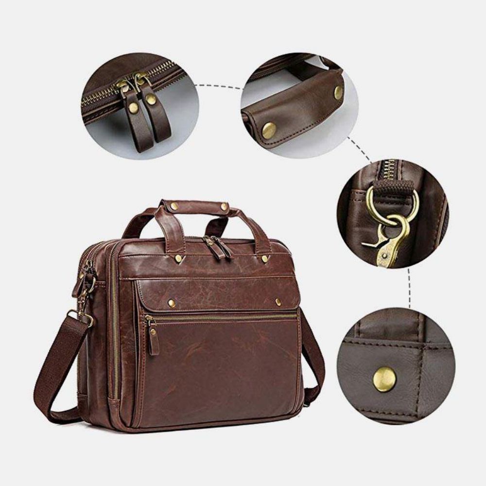 Mannen Vintage Multi-Pocket Messenger Bag Handtas Crossbody Bag For Business