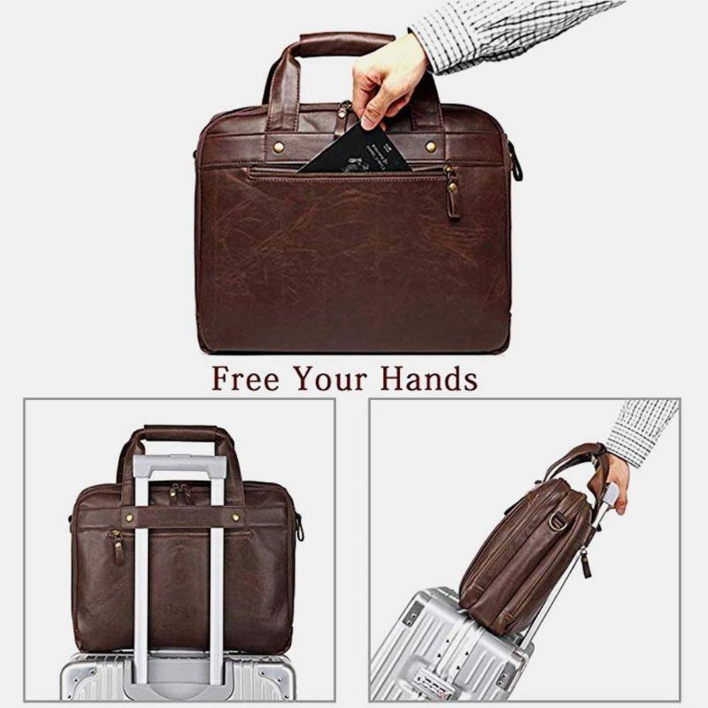 Mannen Vintage Multi-Pocket Messenger Bag Handtas Crossbody Bag For Business