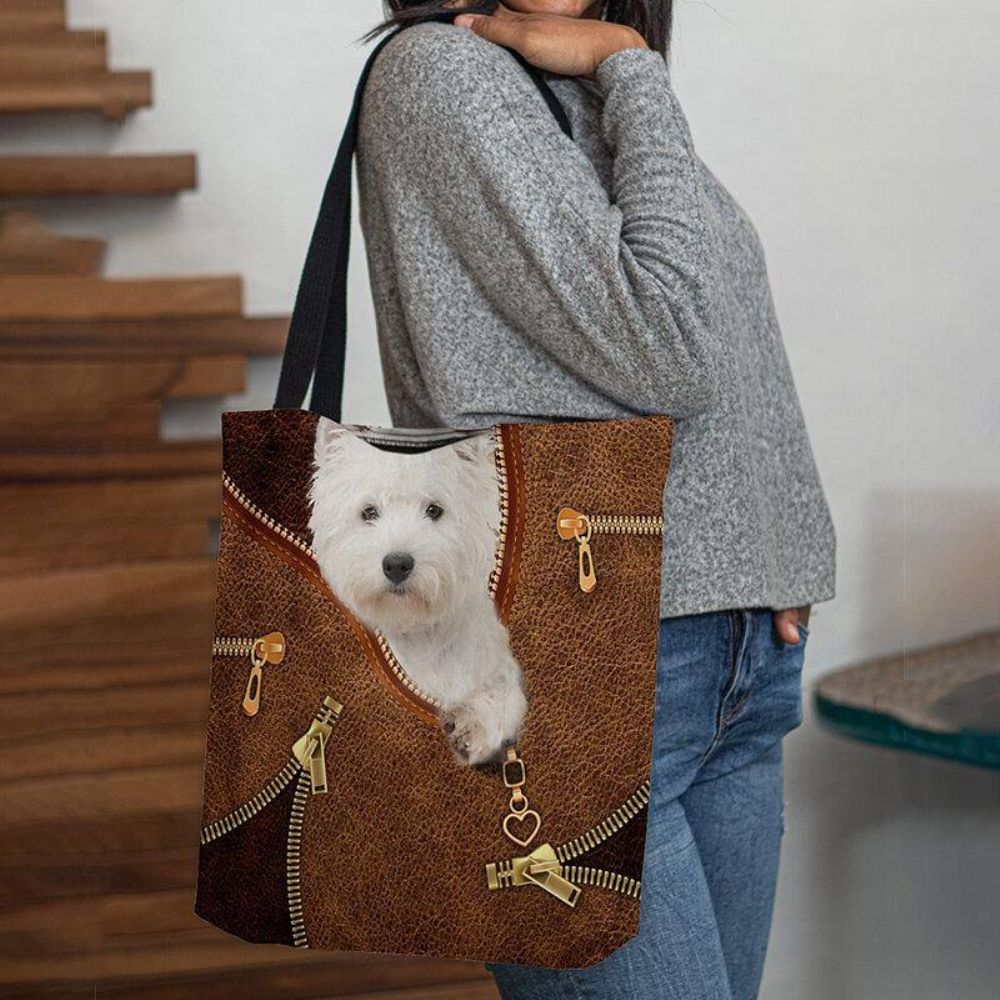 Vrouwen Canvas Leuke 3D Driedimensionale Cartoon Hond Patroon Casual Schoudertas Handtas Tote