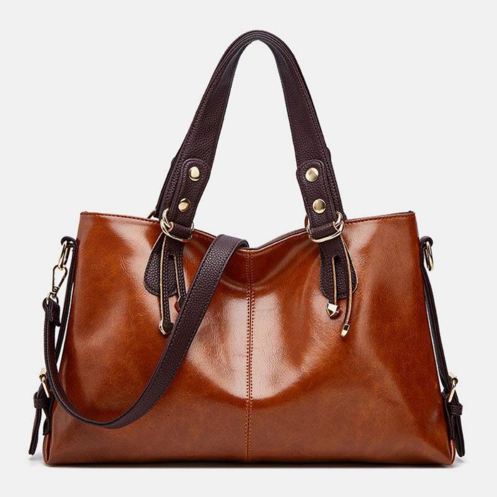 Vrouwen Kunstleer Retro Lychee Patroon Grote Capaciteit Handtas Schoudertas Crossbody Tas Tote