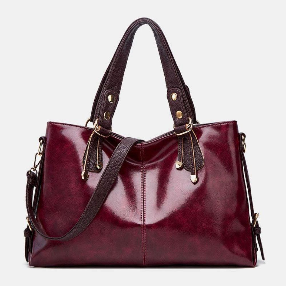 Vrouwen Kunstleer Retro Lychee Patroon Grote Capaciteit Handtas Schoudertas Crossbody Tas Tote