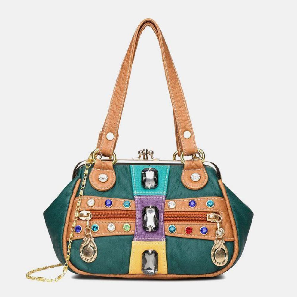 Vrouwen Pu Lederen Waterdichte Schedel Klinknagel Kettingen Schoudertas Handtas Crossbody Tas