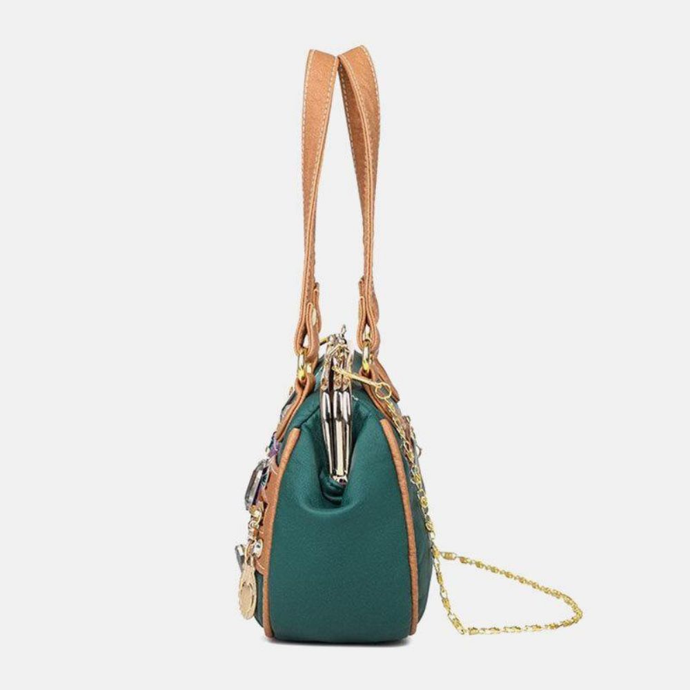 Vrouwen Pu Lederen Waterdichte Schedel Klinknagel Kettingen Schoudertas Handtas Crossbody Tas