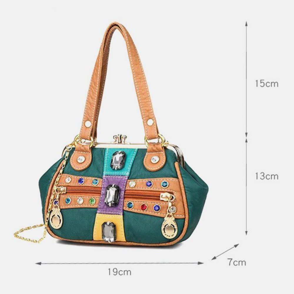 Vrouwen Pu Lederen Waterdichte Schedel Klinknagel Kettingen Schoudertas Handtas Crossbody Tas