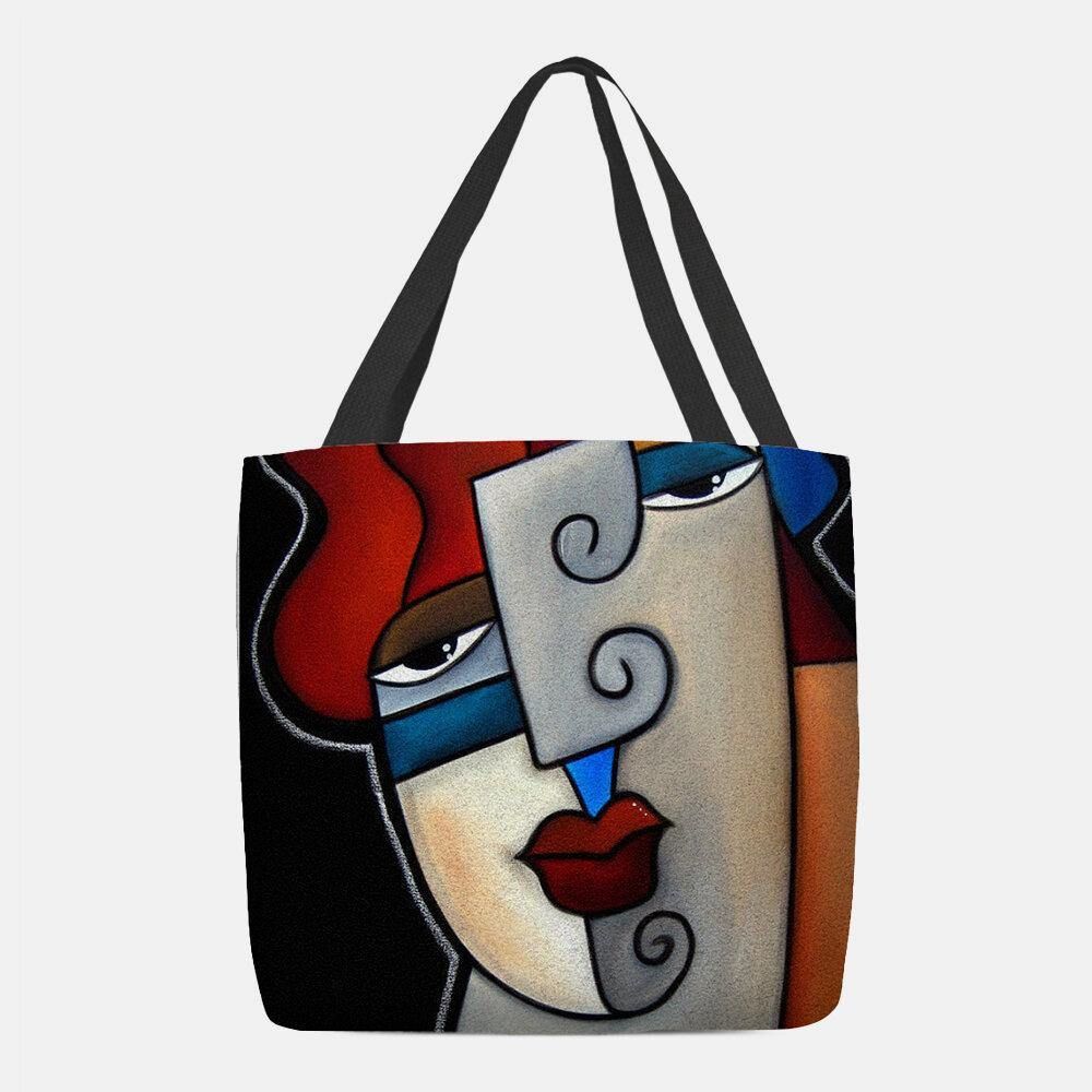 Vrouwen Voelde Picasso Stijl Multicolor Cartoon Figuur Print Handtas Schoudertas Tote